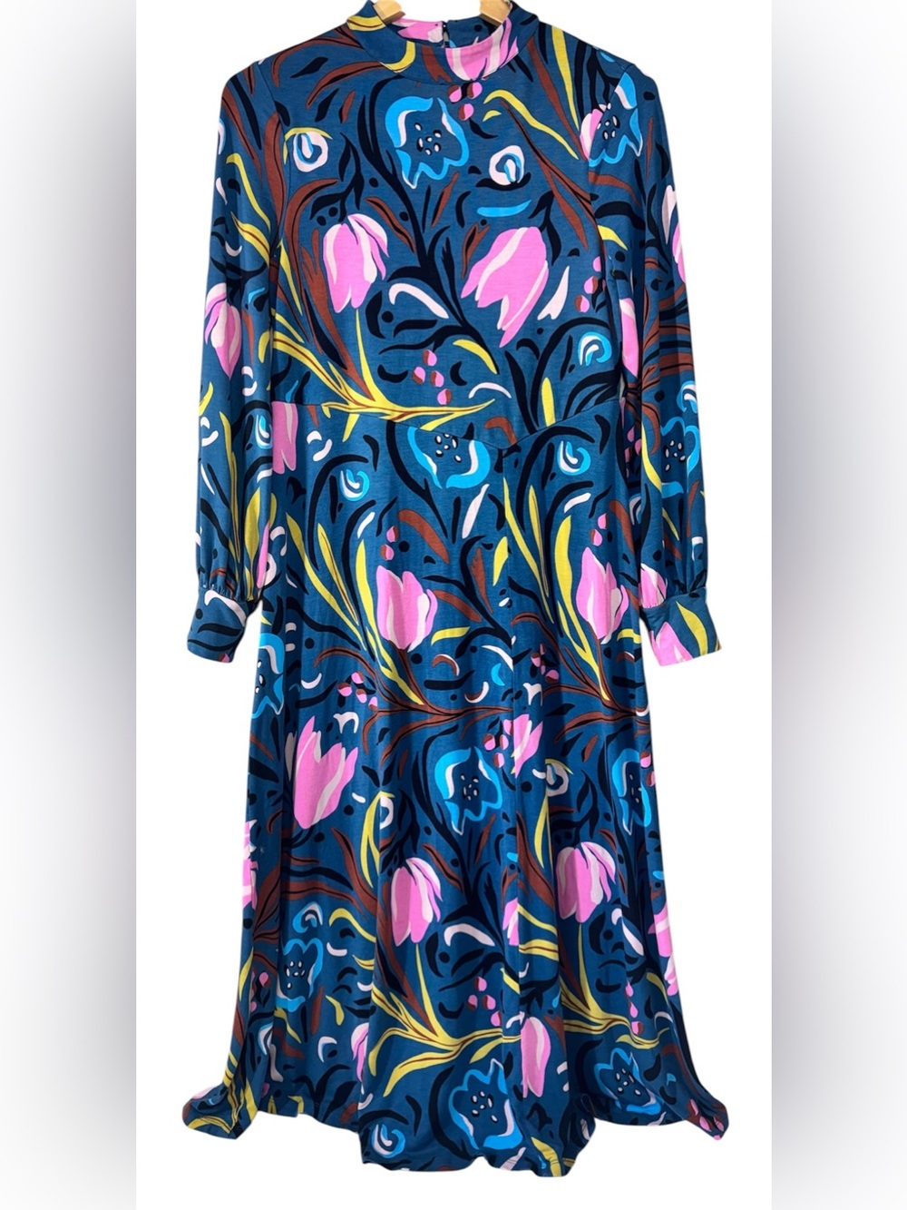 Boden Blue Floral Long Sleeve Maxi Dress | Womens 8R
